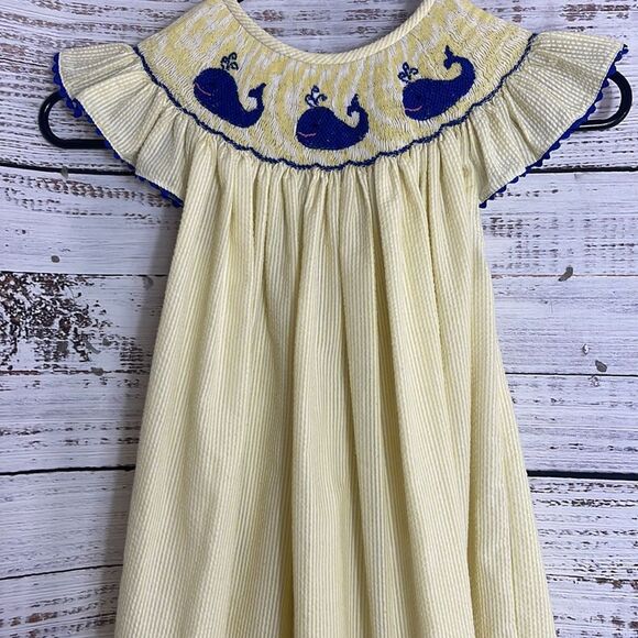 Born to be Sassy Dress girls Sz 7 T embroidered seersucker ruffle sleeve cotton - Picture 4 of 11
